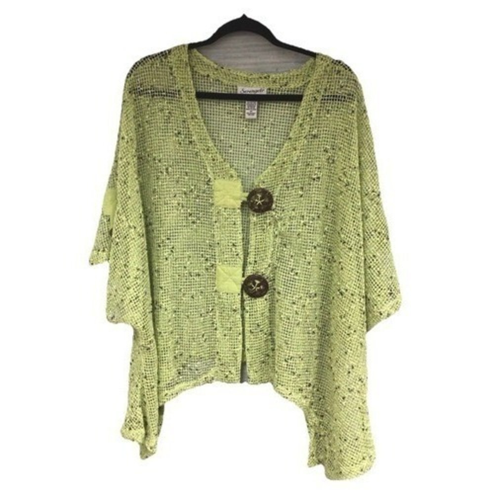 Serengeti 3X  Loose Knit Open Weave Mesh Cardigan Shrug Layering kaktus lulu
